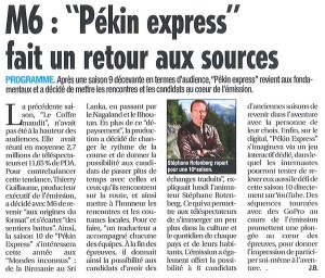 La lettre de l'Audiovisuel parle de Pékin Express